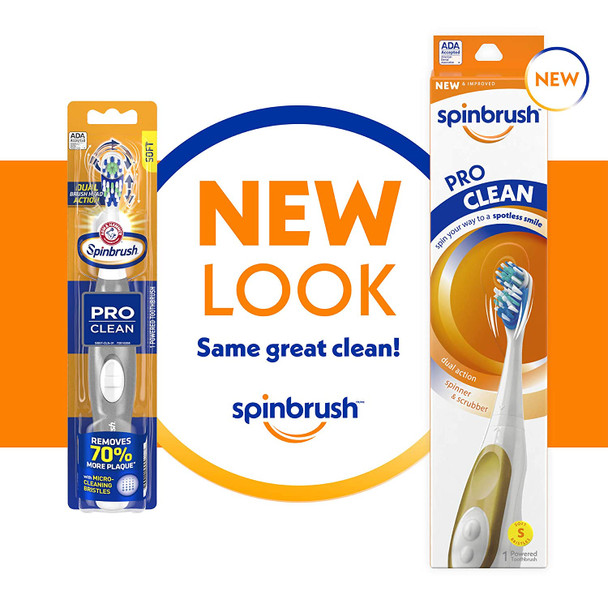 Spinbrush PRO CLEAN Refill, Soft Bristles, Includes 2 Replacement Heads for Battery Powered Toothbrushes