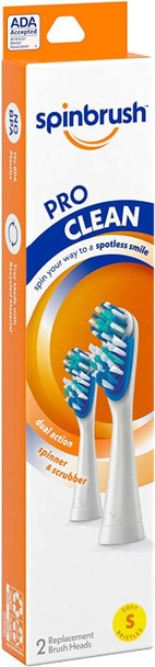 Arm & Hammer Spinbrush Pro Series, Clean Electric Toothbrush Replacement Brush Heads Refills, Soft Bristles, 2 Count - 1 Pack. (Includes 2 Replacement Brush Heads Total.)