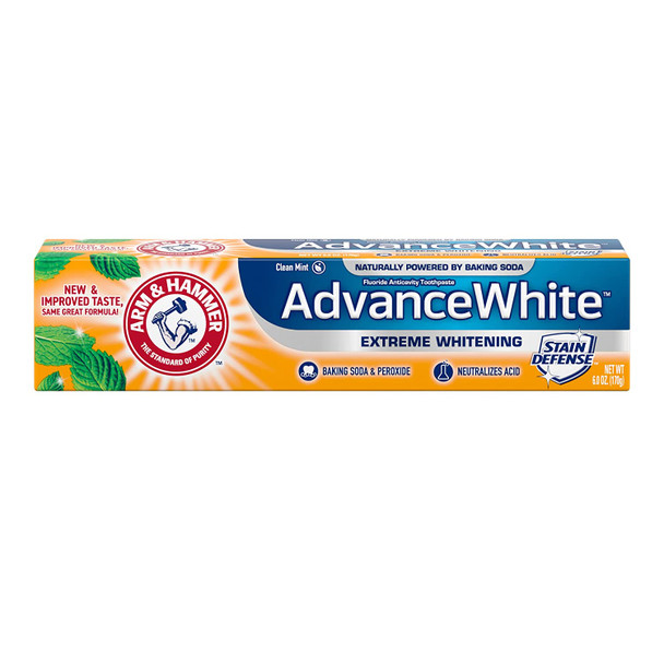 ARM & HAMMER Advanced White Extreme Whitening Toothpaste, Multi-Pack -Clean Mint - Fluoride Toothpaste (Pack of 12)