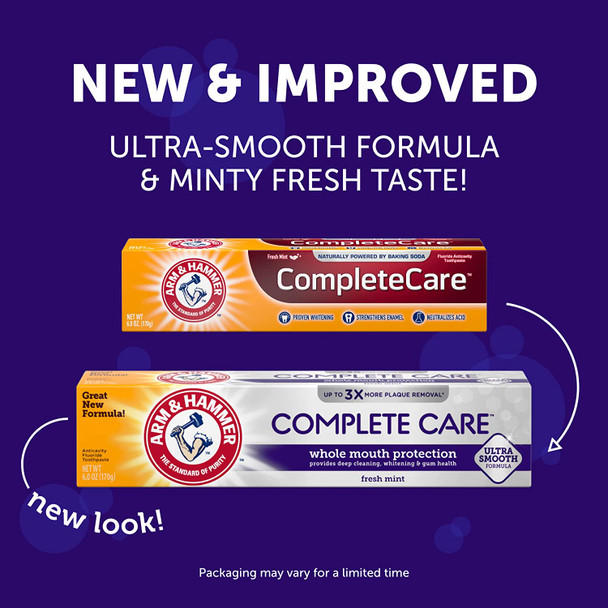 Arm & Hammer, Complete Care Toothpaste Whole Mouth Protection Six Pack – Fresh Fluoride Toothpaste, Mint, 72 Ounce, (Pack of 12) (Packaging May Vary)