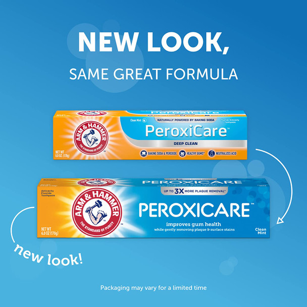 ARM & HAMMER Peroxicare Toothpaste, TWIN PACK (Contains Two 6oz Tubes) – Clean Mint- Fluoride Toothpaste