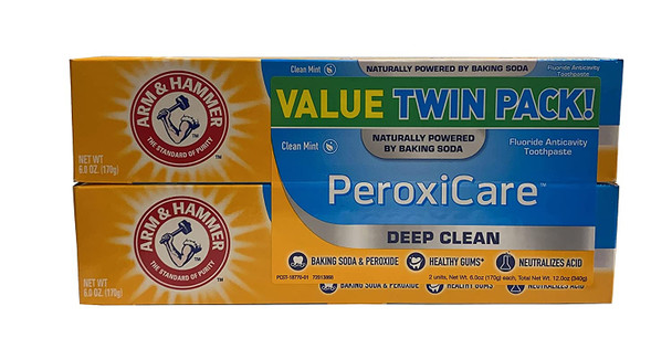Arm & Hammer PeroxiCare Tartar Control Toothpaste Baking Soda & Peroxide, Fresh Mint 6 oz (Pack of 2)