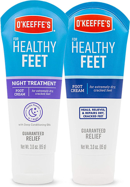 O'Keeffe's for Healthy Feet Foot Cream, 3 Ounce Tube and Night Treatment Foot Cream, 3 Ounce Tube