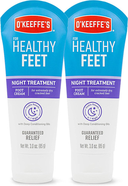 O'Keeffe's Healthy Feet Night Treatment Foot Cream, 3 Ounce Tube, (Pack of 2)