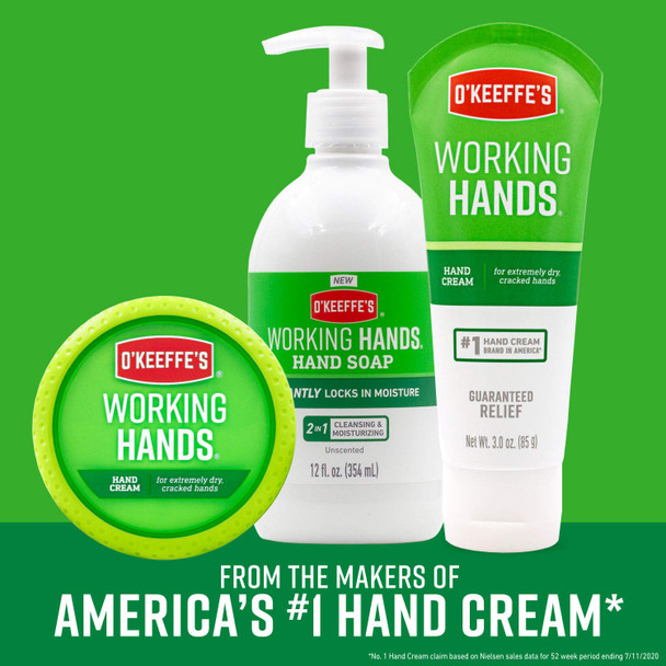 O'Keeffe's Working Hands Hand Cream, 3 Ounce Tube and Working Hands Moisturizing Hand Soap 12 Ounce Pump , White