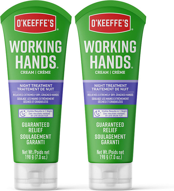 O'Keeffe's Working Hands Night Treatment Hand Cream, 7 Ounce Tube, (Pack of 2)