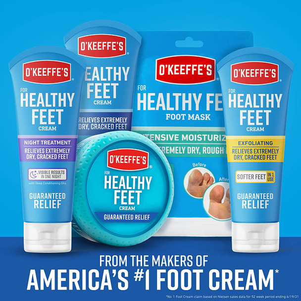 O'Keeffe's Healthy Feet Foot Cream for Extremely Dry, Cracked Feet, 3.2 Ounce Jar, (Pack of 10)