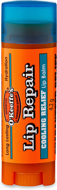 O'Keeffe's Cooling Relief Lip Repair Lip Balm for Dry, Cracked Lips, Stick,, (Pack of 1)