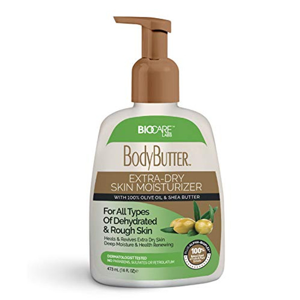 Biocare Body Butter Extra-Dry Skin Moisturizer with 100% Olive Oil&Shea Butter For All Types of Dehydrated & Rough Skin, 16 Oz.