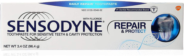 3PK Sensodyne Repair and Protect Sensitivity Toothpaste for Sensitive Teeth Relief, 3.4 oz. ea.