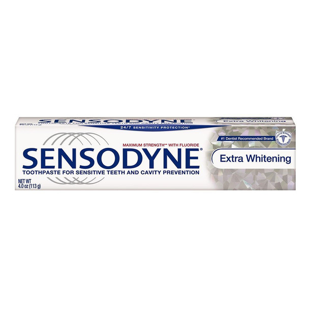 Sensodyne Extra Whitening Toothpaste for Sensitive Teeth & Cavity Prevention, 4 Ounce (Pack of 2)