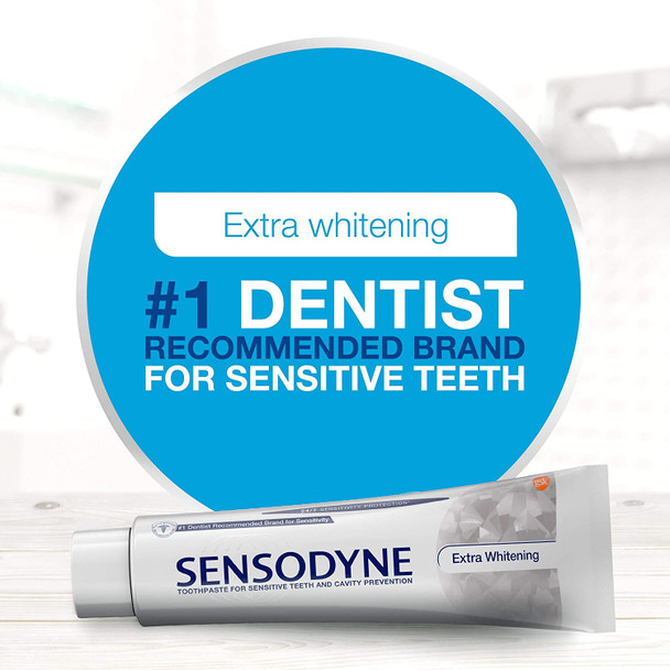 Sensodyne Toothpaste for Sensitive Teeth and Cavity Prevention, Maximum Strength Extra Whitening 6.5 oz (3 pack) - 08421