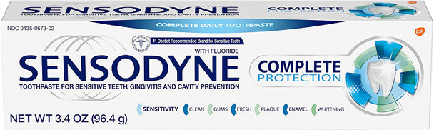 Sensodyne Complete Protection Sensitivity Toothpaste with Cavity & Gingivitis Protection Extra Fresh 3.4 oz (Pack of 3)