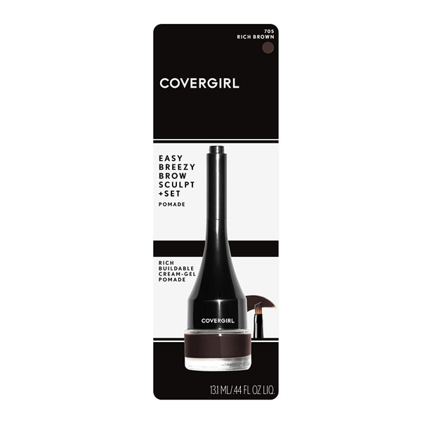 COVERGIRL Easy Breezy Brow Sculpt + Set Pomade, Rich Brown, 1 Count (packaging may vary)