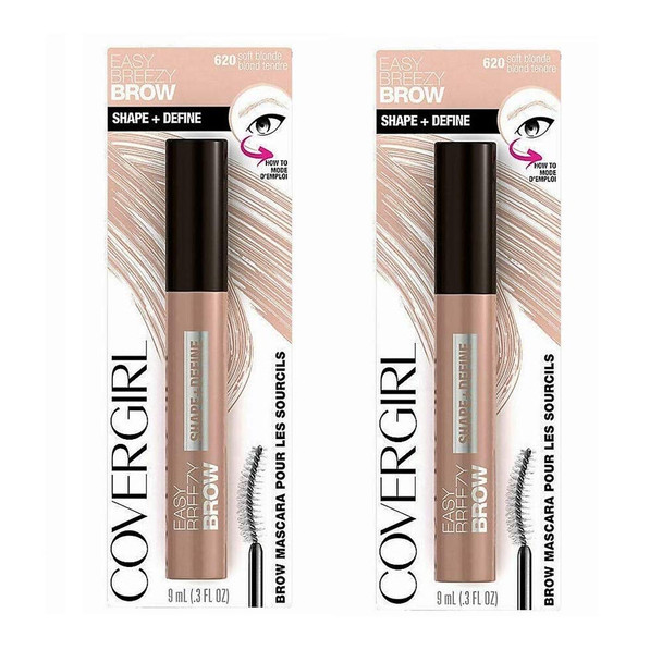 Pack of 2 CoverGirl Easy Breezy Brow Shape & Define Mascara, Soft Blonde 620