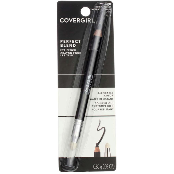 CoverGirl Perfect Blend Eye Pencil, Basic Black [100], 0.03 oz (Pack of 7)