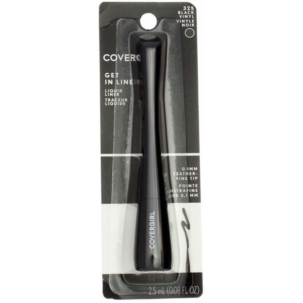 COVERGIRL Get In Line Liquid Eyeliner, Black Vinyl, 0.08 fl oz (2.5 ml) (Pack of 2)