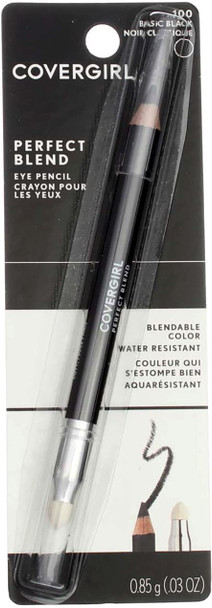 CoverGirl Perfect Blend Eye Pencil, Basic Black [100], 0.03 oz (Pack of 5)