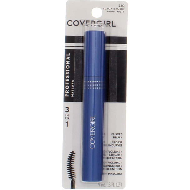 CoverGirl Professional 3 in 1 Curved Brush Black Brown Mascara -- 3 per case.