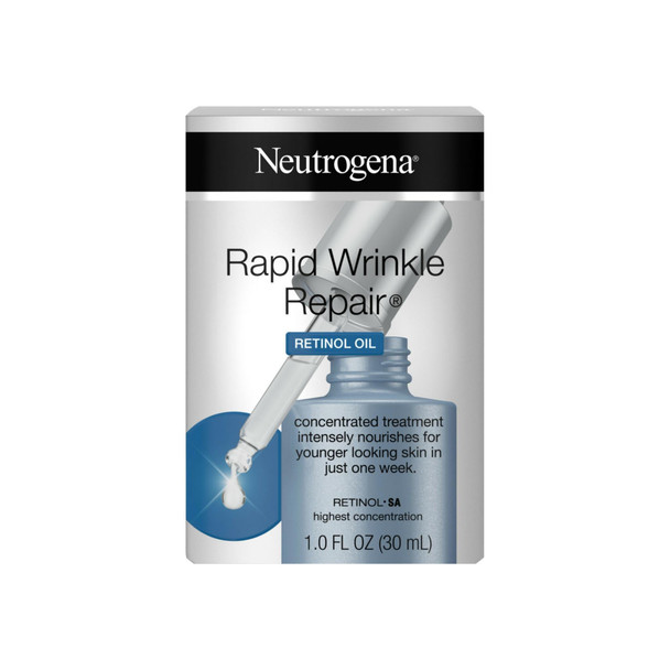 Neutrogena Rapid Wrinkle Repair Retinol Oil with Concentrated Retinol SA, Lightweight Anti-Wrinkle Treatment Serum for Deep Wrinkles 1 oz