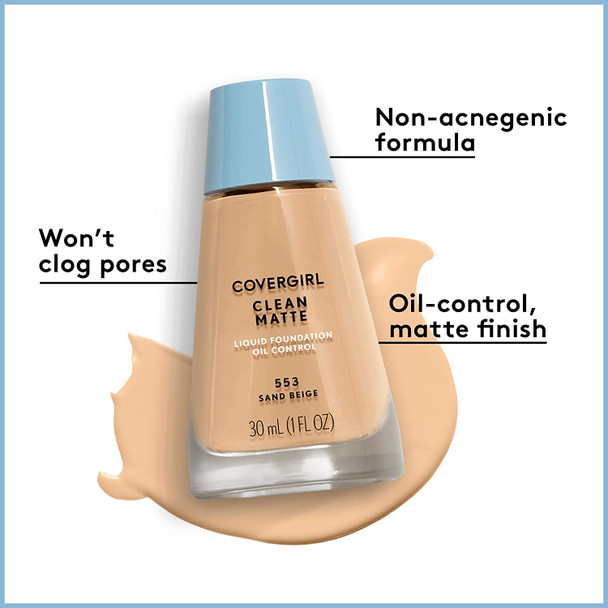 CoverGirl Clean Oil Control Liquid Makeup, Natural Beige (N) 540, 1.0 Ounce Bottle