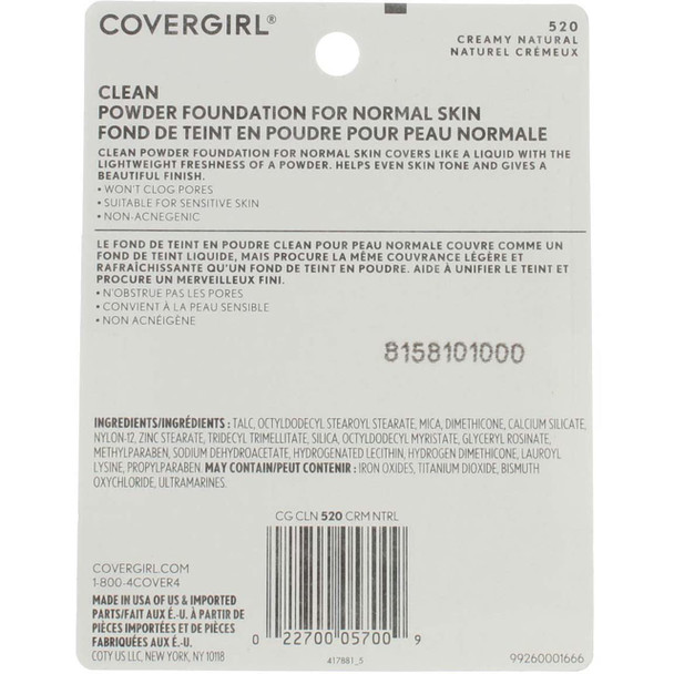 CoverGirl Simply Powder Foundation, Creamy Natural [520] 0.41 oz (Pack of 4)