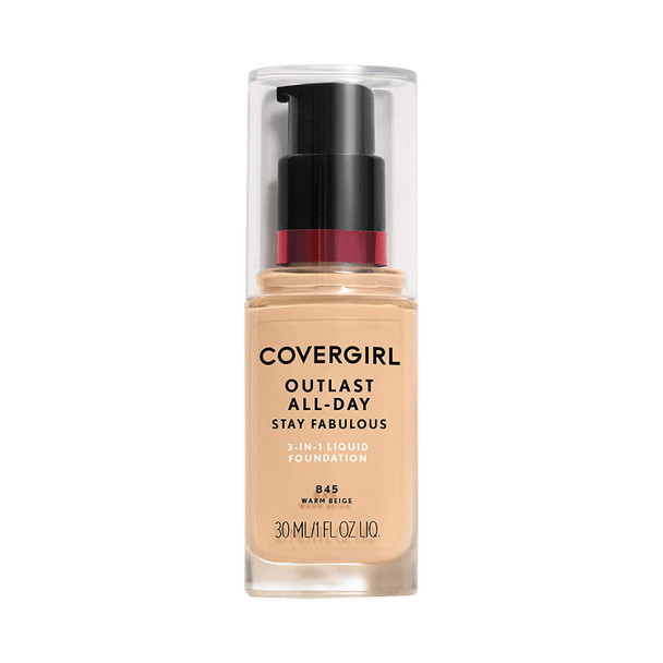 Covergirl Outlast All-Day Stay Fabulous 3-in-1 Foundation, Warm Beige, 1 Fl Oz