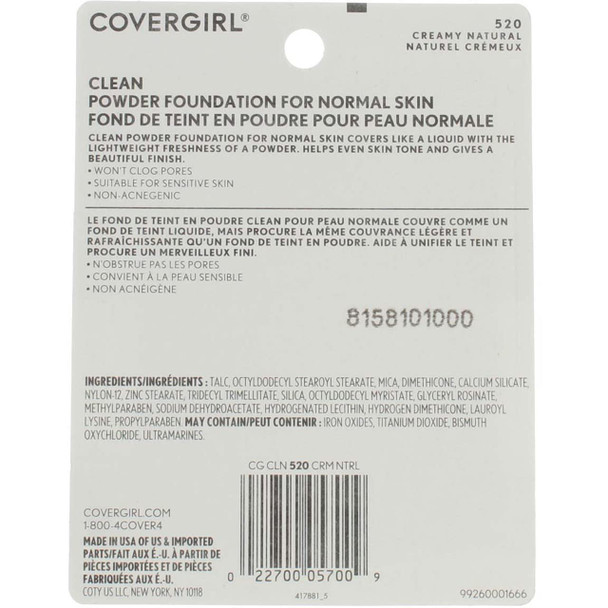 CoverGirl Simply Powder Foundation, Creamy Natural [520] 0.41 oz (Pack of 2)