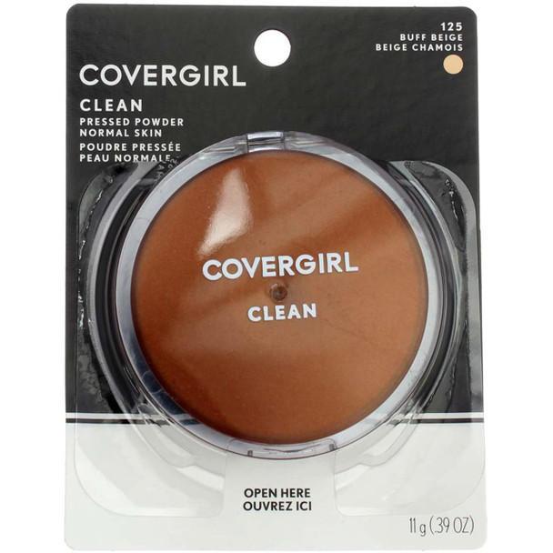 CoverGirl Clean Pressed Powder Compact, Buff Beige 125 .39 oz (11 g)