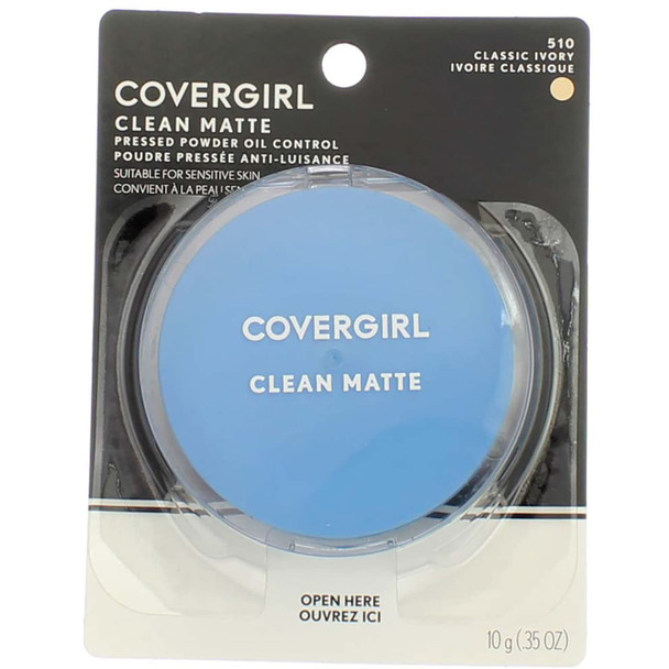 CoverGirl Clean Oil Control Compact Pressed Powder, Classic Ivory [510], 0.35 oz (Pack of 4)