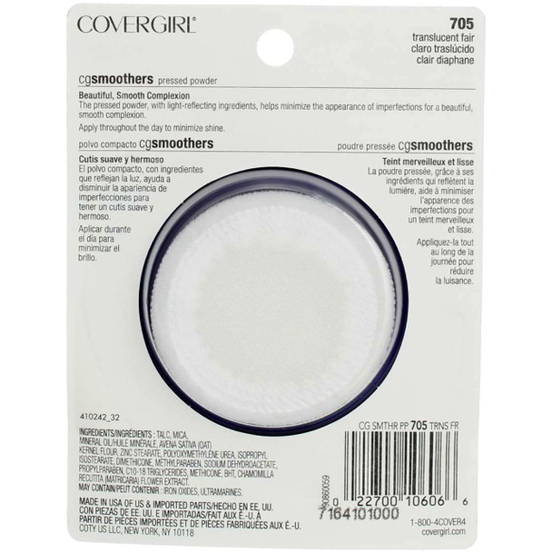 CoverGirl Smoothers Pressed Powder, Translucent Fair (N) [705] 0.32 oz (Pack of 3)