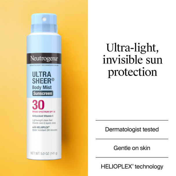 Neutrogena Ultra Sheer Body Mist Full Reach Sunscreen Spray SPF 30 5 oz
