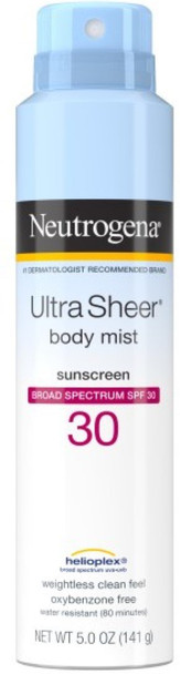 Neutrogena Ultra Sheer Body Mist Full Reach Sunscreen Spray, SPF 30, 5 oz