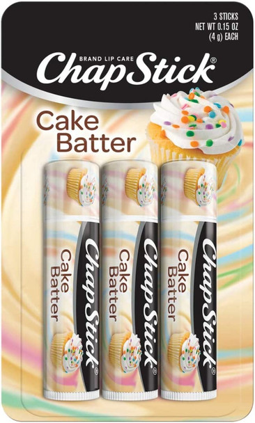 ChapStick Classic Skin Protectant Flavored Lip Balm Tube, Limited Edition, 0.15 Ounce Each (Cake Batter Flavor, 1 Blister Packs of 3 Sticks)