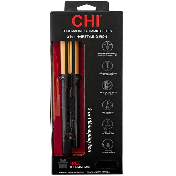 CHI Tourmaline Ceramic 3-in-1 Styling Iron, 1"