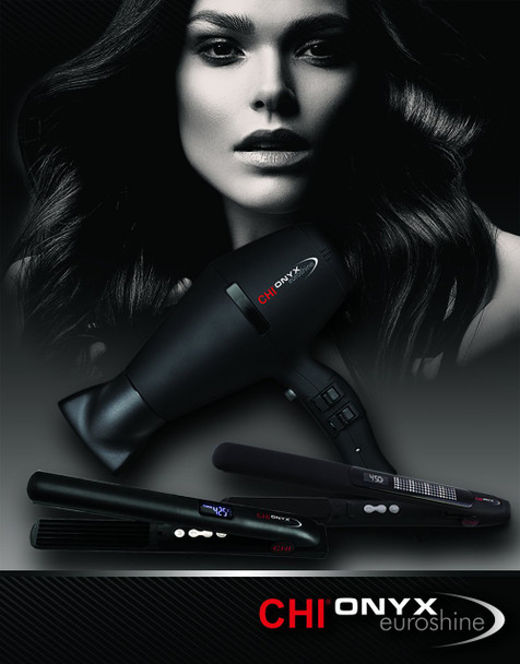 CHI Onyx Euroshine 1" Straightening Hairstyling Iron With 4" Extended Plates, Black CHI Onyx Euroshine 1" Straightening Hairstyling Iron With 4" Extended Plates, Black