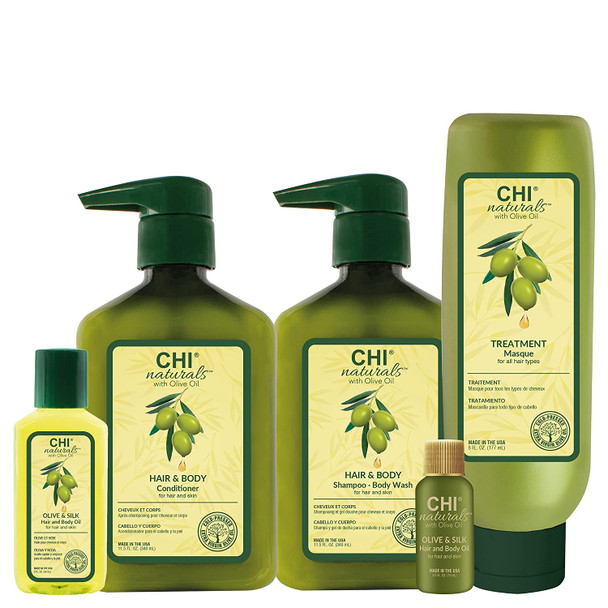 CHI Naturals with Olive Oil Hair Shampoo and Body Wash, 11.5oz