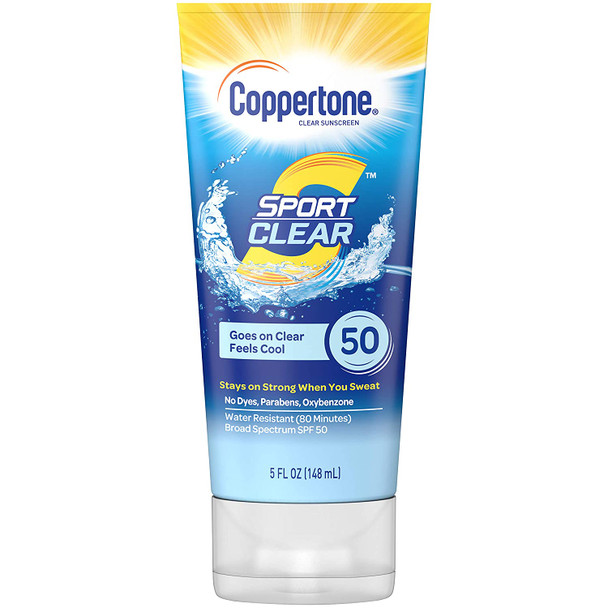 Coppertone SPORT Clear Sunscreen Lotion SPF 50 + Face Sunscreen SPF 50, Water Resistant Sunscreen Pack (5 Oz Spray + 2.5 Fl Oz Bottle)