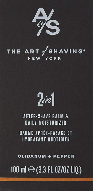 The Art of Shaving After-Shave Balm for Men - Face Moisturizer, Clinically Tested for Sensitive Skin, Olibanum & Pepper, 3.3 Ounce