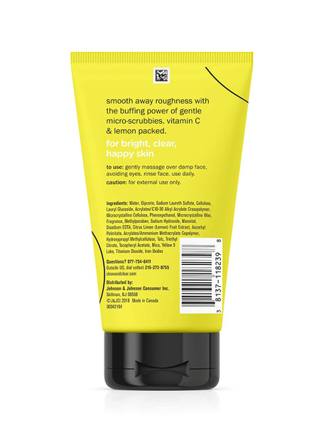 Clean & Clear Lemon Zesty Facial Scrub with Lemon Extract & Vitamin C, buffs & brightens with gentle micro-scrubbies, Oil- Vitamin C Face Scrub, 4.2 oz Vitamin C Facial Scrub (Pack of 2)