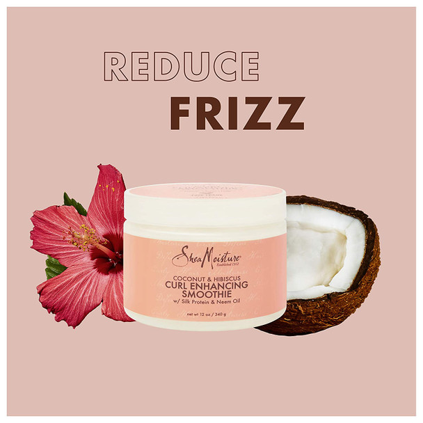 SheaMoisture Smoothie Curl Enhancing Cream for Thick, Curly Hair Coconut and Hibiscus Sulfate Free and Paraben Free 12 oz