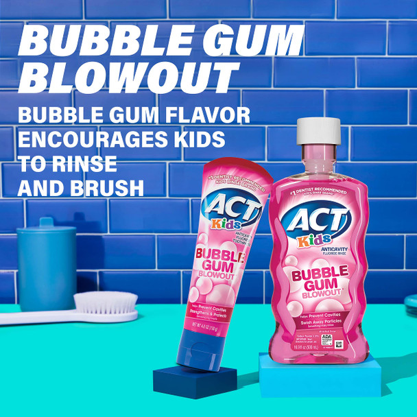 ACT Kids Anticavity Fluoride Rinse, Bubble Gum Blow Out 16.9 oz