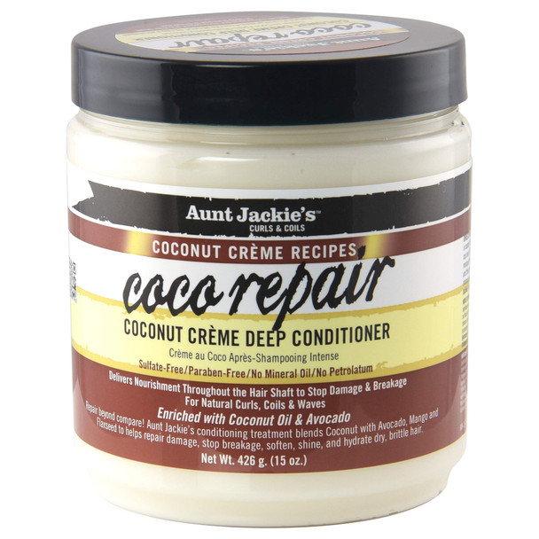 Aunt Jackie's Coconut Creme Recipes Coco Repair, Coconut Creme Deep Conditioner, 15 oz