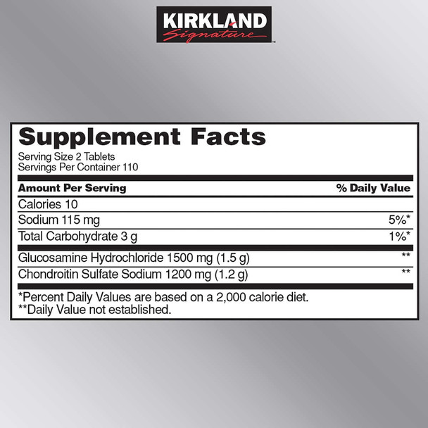 Kirkland Signature Glucosamine HCI 1500mg Chondroitin Sulfate 1200mg 220 Tablets