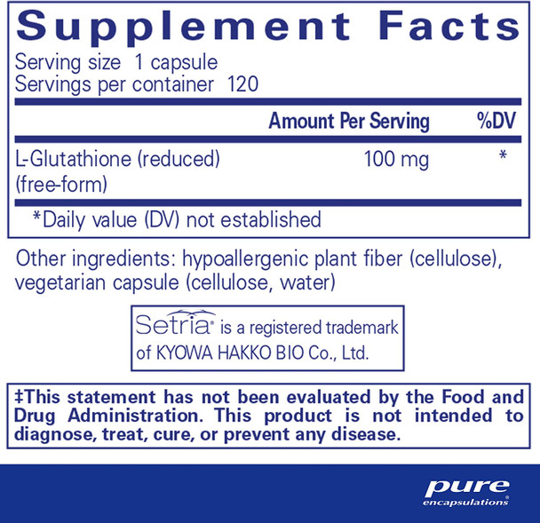 Pure Encapsulations Reduced Glutathione 120 Capsules