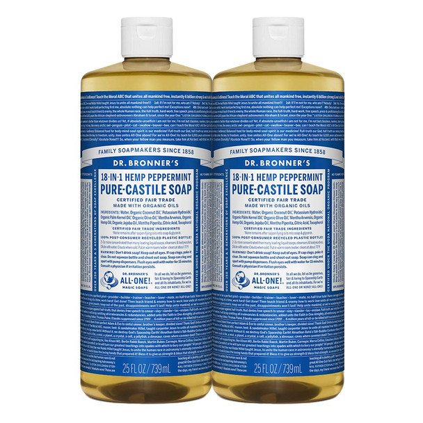 Dr. Bronner's Dr. Bronner Hemp Peppermint Pure Castile Oil Made with Organic Oils Certified - 25 Oz, 2 Pack, 1count