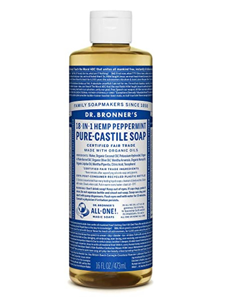 Dr. Bronner's Magic Soaps 18-in-1 Hemp Pure Castile Soaps Peppermint 16 fl. oz.