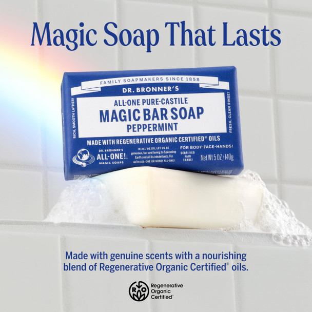 Dr Bronners Magic Soap All One Obpe05 5 Oz Peppermint Dr. Bronner'S Bar Soap