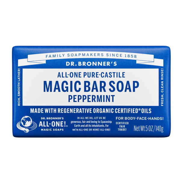 Dr Bronners Magic Soap All One Obpe05 5 Oz Peppermint Dr. Bronner'S Bar Soap