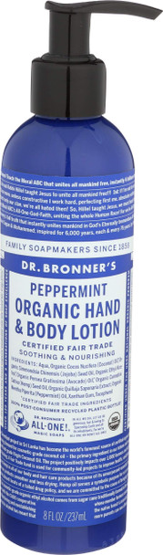 Dr. Bronners, Lotion Peppermint Organic, 8 Fl Oz